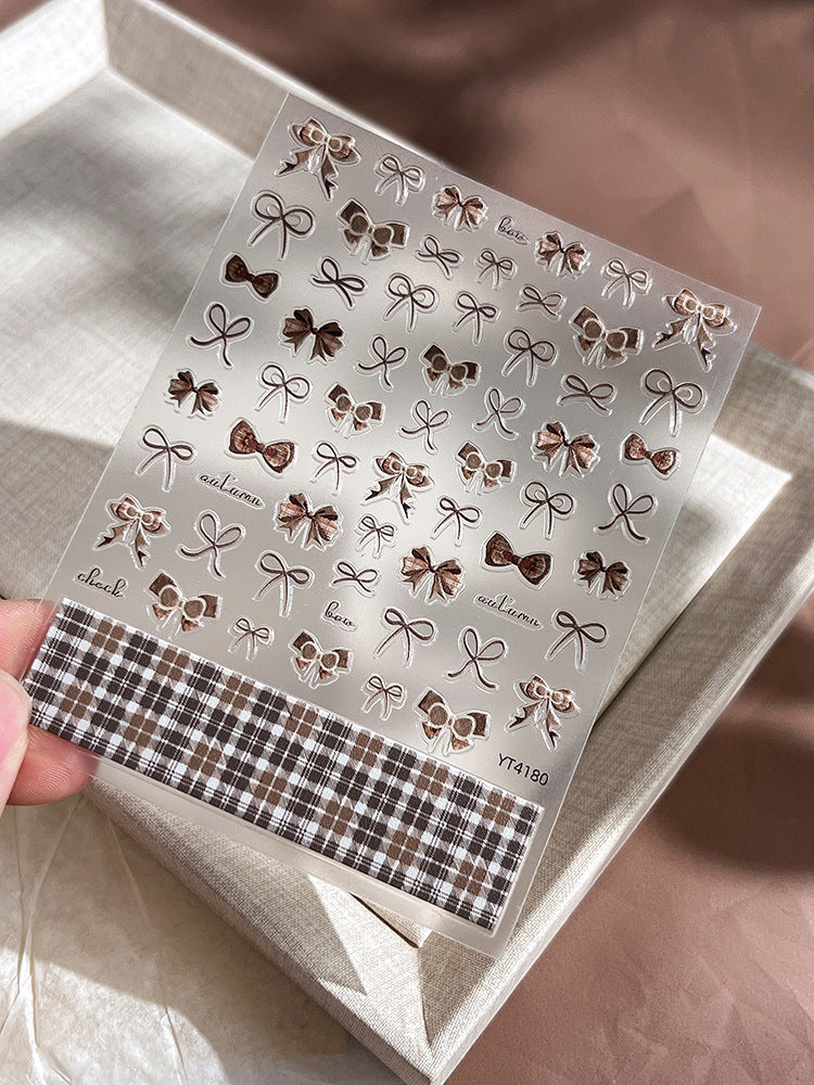 Wholesale love strawberry bear flower relief flat with adhesive nail stickers